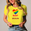 Damen T-Shirt bunt-statt-braun - Solar Yellow / XS - Clothes