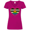 Damen V-Neck T-Shirt Ally Herz - Fuchsia / S - Clothes