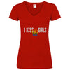 Damen V-Neck T-Shirt Kiss-Girls - Red / S - Clothes