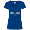 Damen V-Neck T-Shirt Kiss-Girls - Royal Blue / S - Clothes