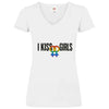 Damen V-Neck T-Shirt Kiss-Girls - White / XS - Clothes