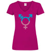 Damen V-Neck T-Shirt Transgender - Fuchsia / S - Clothes