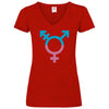 Damen V-Neck T-Shirt Transgender - Red / S - Clothes