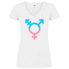 Damen V-Neck T-Shirt Transgender - White / XS - Clothes